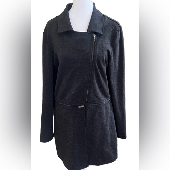 ALICE BLUE Charcoal Gray Convertible Zipper 2-In-1 Jacket Women’s Size Medium - Picture 2 of 10